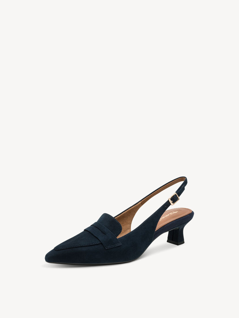 Leren Slingpumps - blauw, NAVY, hi-res