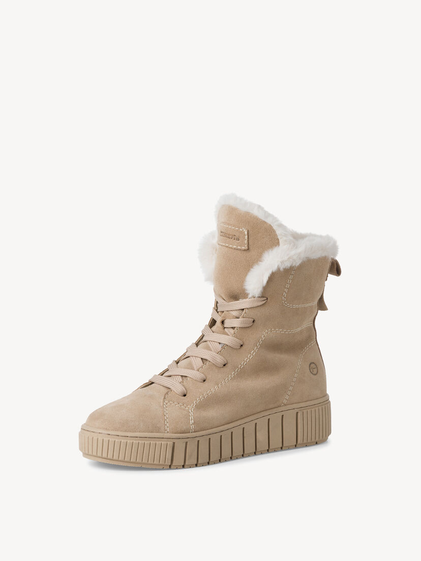 Leren Enkellaarsje - beige warme voering, beige, hi-res