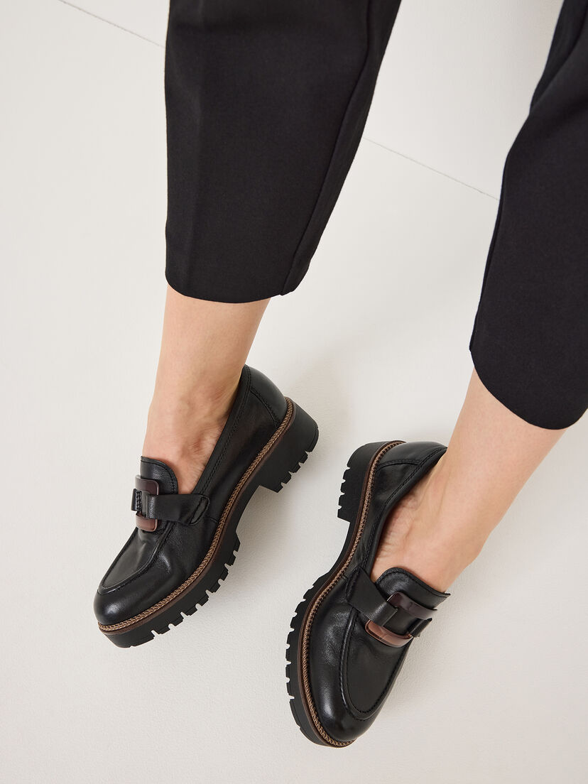 Leren Instappers - zwart, BLACK LEATHER, hi-res