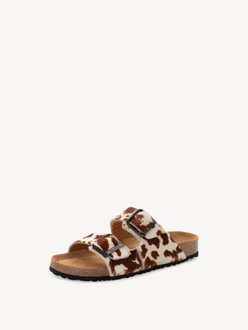 Leren Slipper - bruin, WHITE/BROWN, hi-res