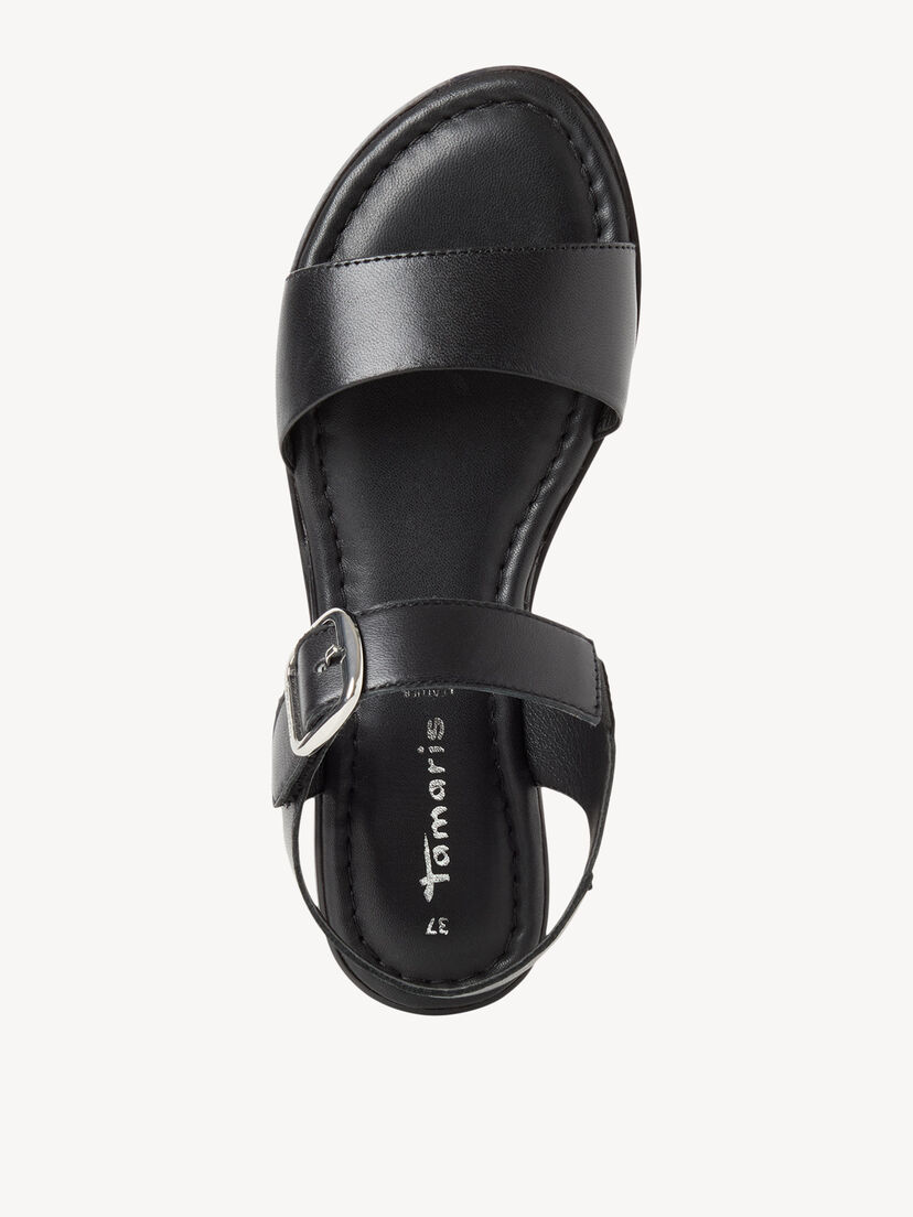 Leren Sandaal - zwart, BLACK LEATHER, hi-res