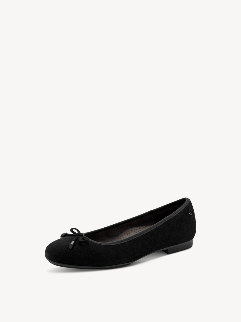 Leather Ballerina - black, BLACK SUEDE, hi-res