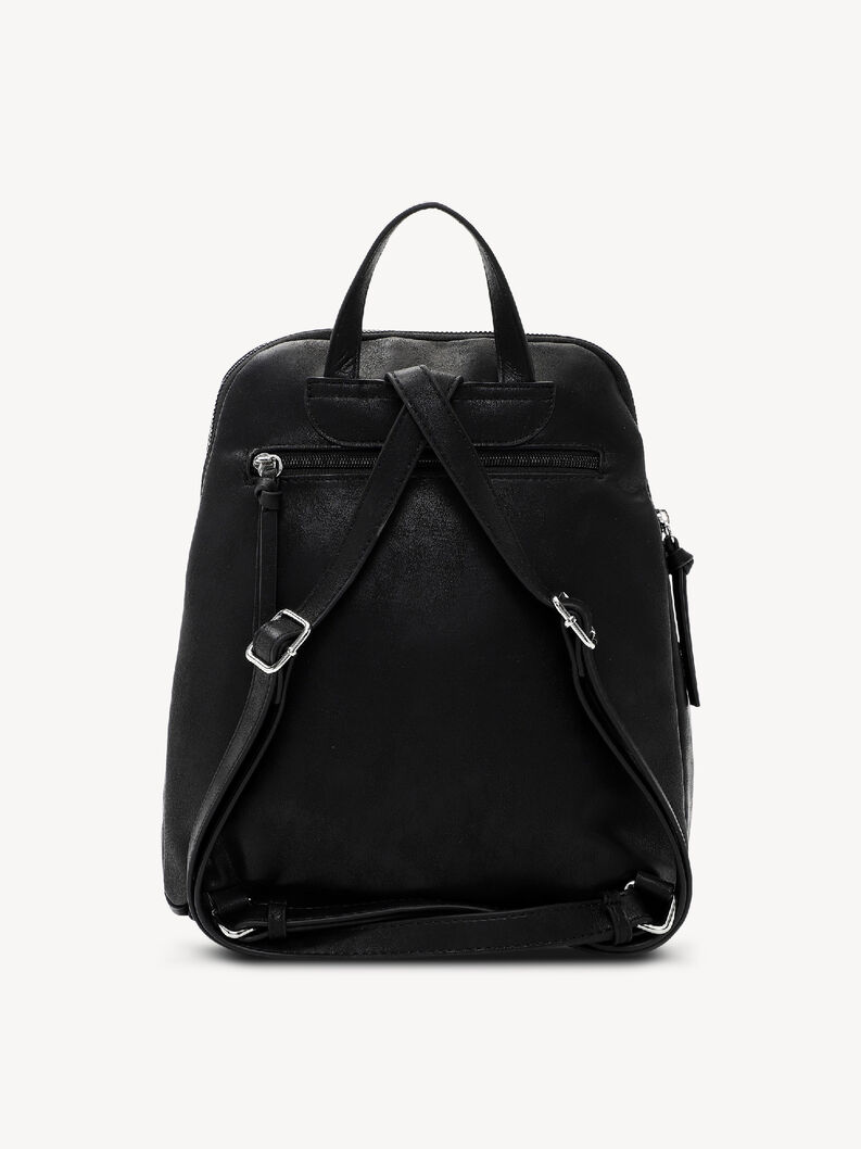 tył czarnego damskiego plecaka z gładkiego materiału z regulowanymi paskami