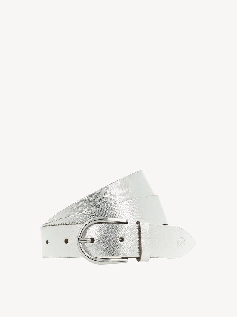 Leather Belt - silver, Silber, hi-res