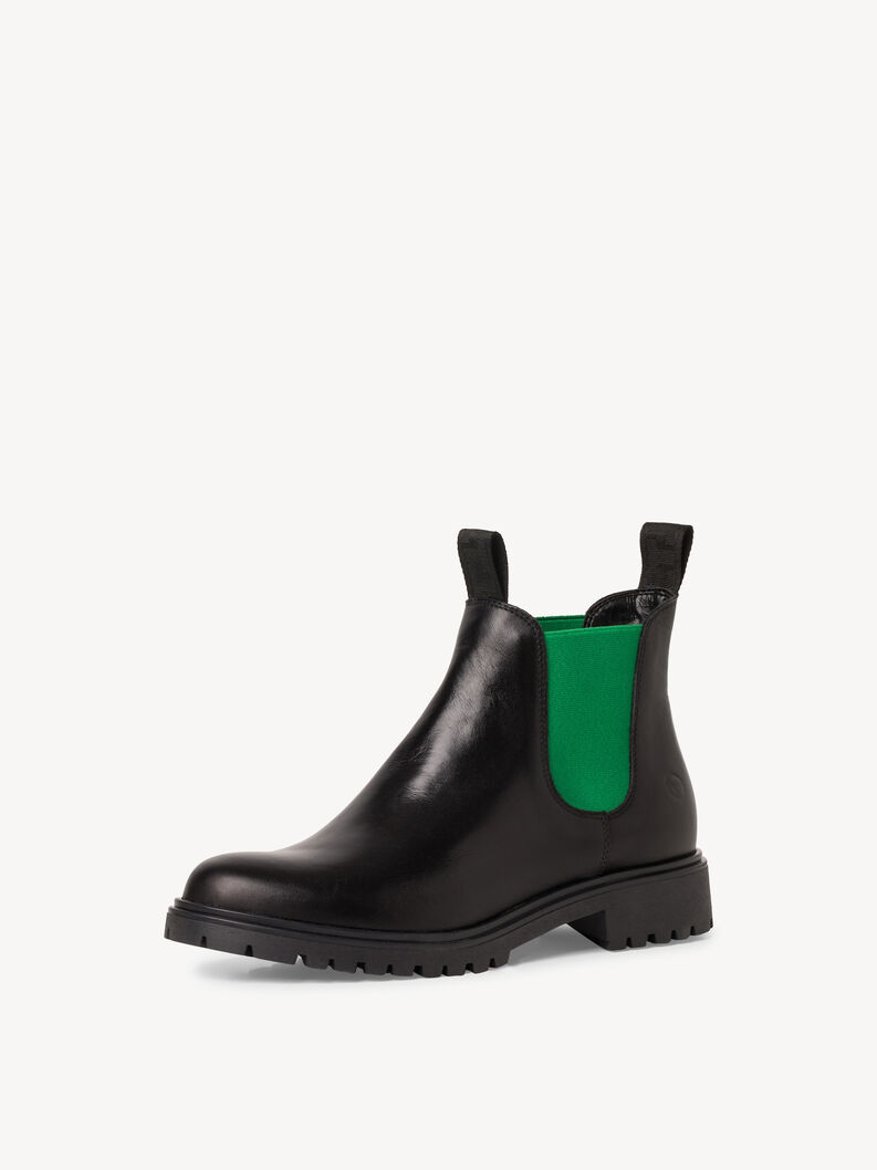 Bottine Chelsea en cuir - noir, BLK LEA./GREEN, hi-res