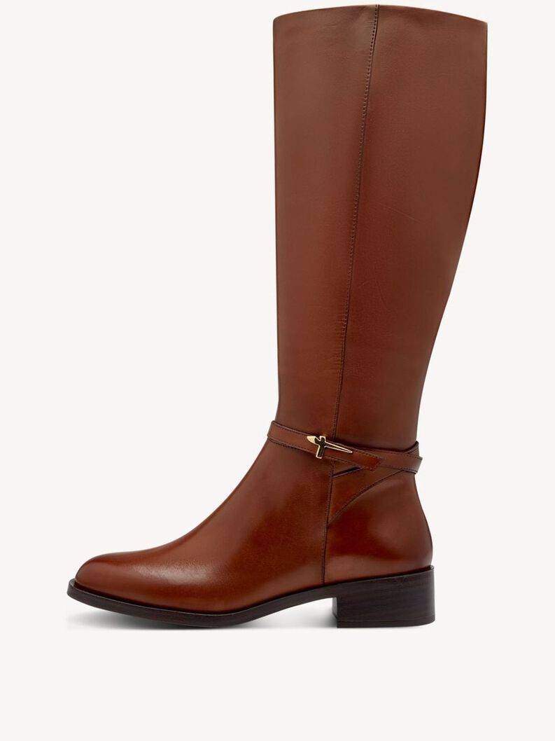 Bottes en cuir - marron, COGNAC, hi-res