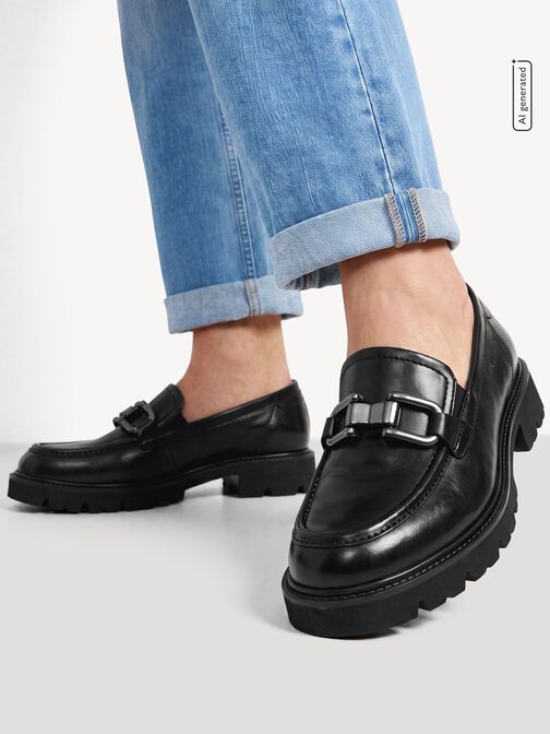 Slipper en cuir - noir, BLACK NAPPA, hi-res