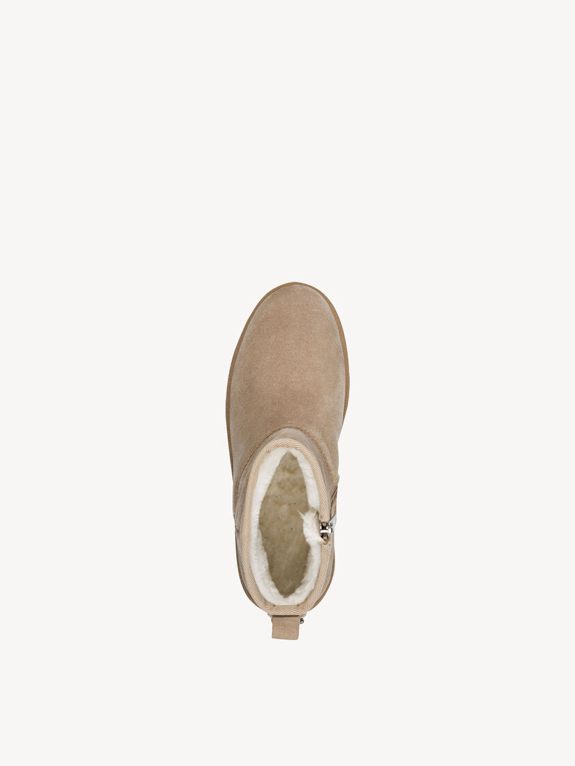 Leren Enkellaarsje - beige warme voering, TAUPE, hi-res