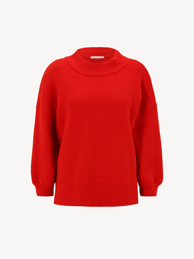 Sweter z dzianiny - czerwony, Fiery Red, hi-res