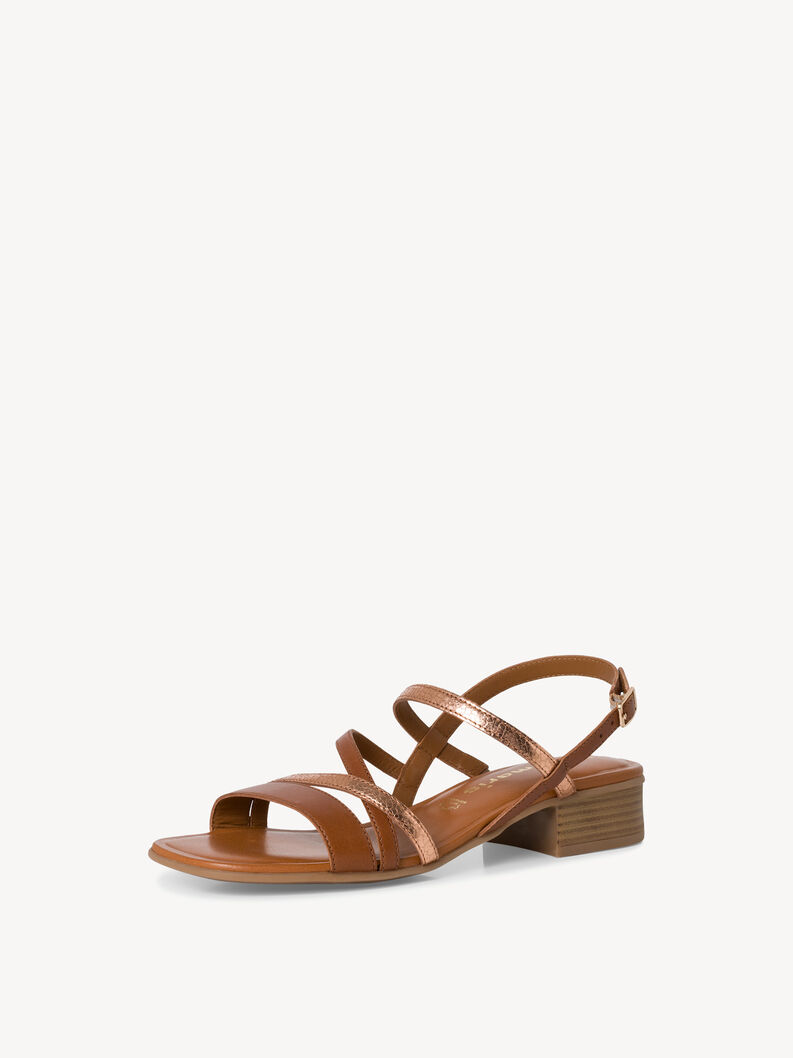 Leather Heeled sandal - brown, COGNAC COMB, hi-res