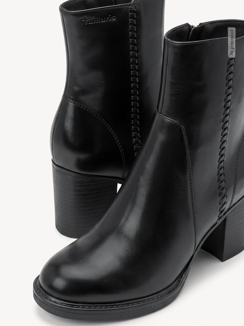 Bootie, BLACK LEATHER, hi-res