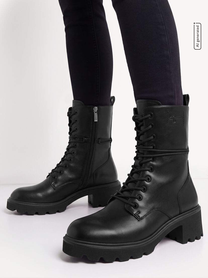 Enkellaarsje - zwart, BLACK, hi-res