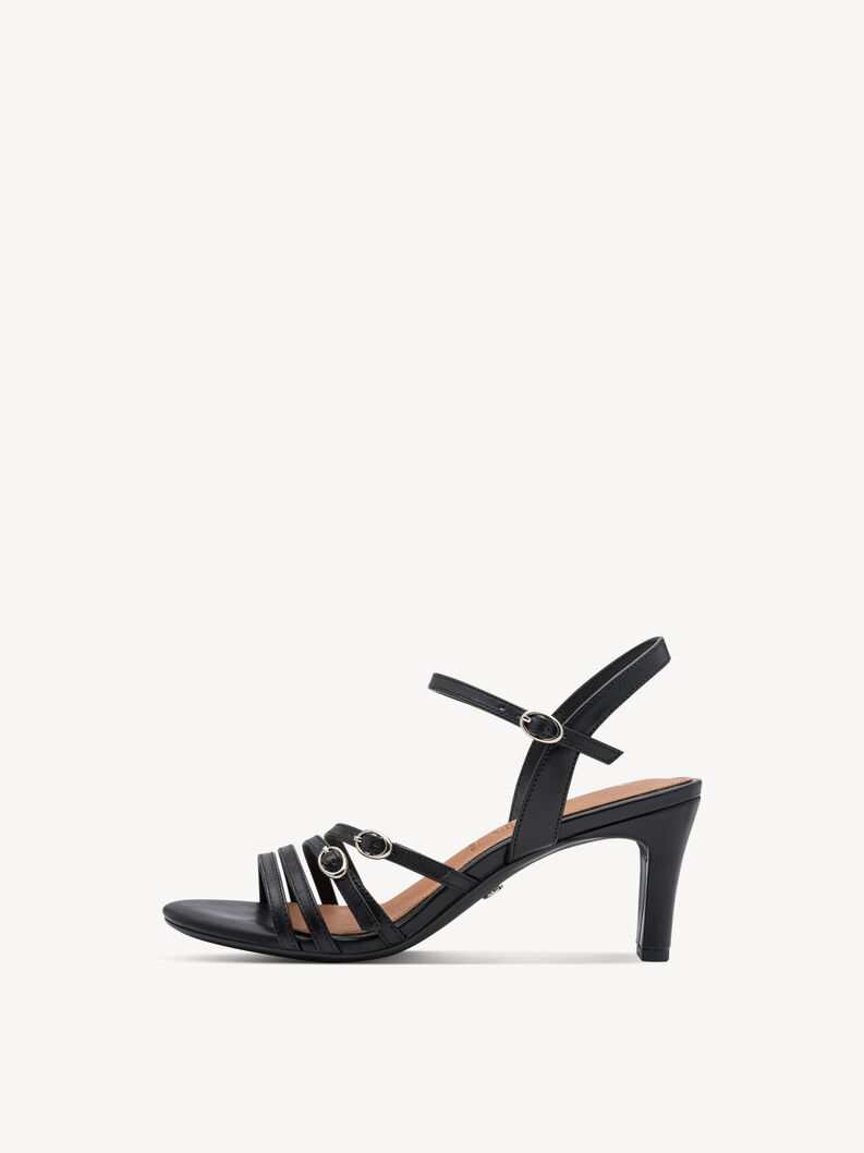 Leather Heeled sandal - black, BLACK, hi-res