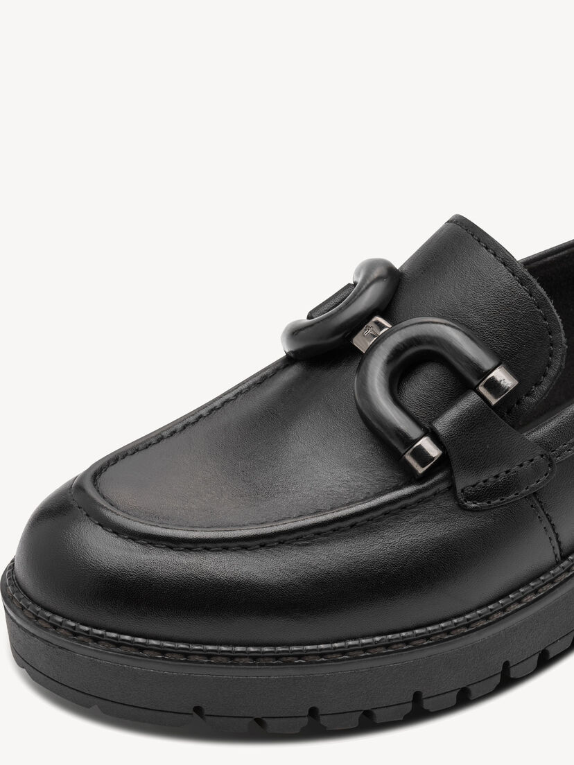 Leren Instappers - zwart, BLACK, hi-res