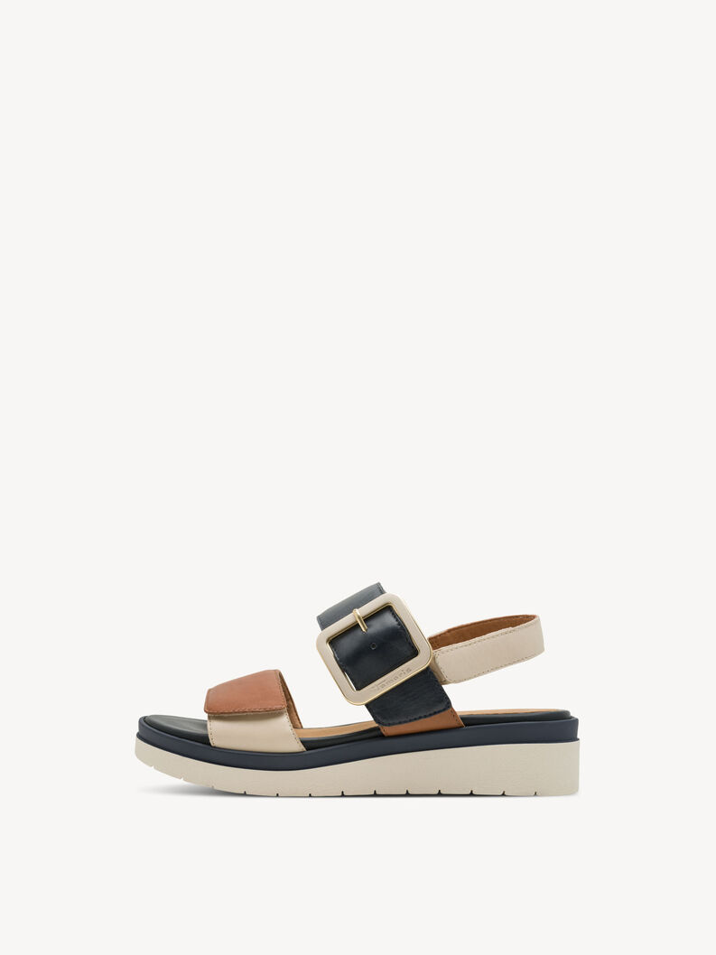 Sandale &agrave; talon en cuir - bleu, NAVY COMB, hi-res