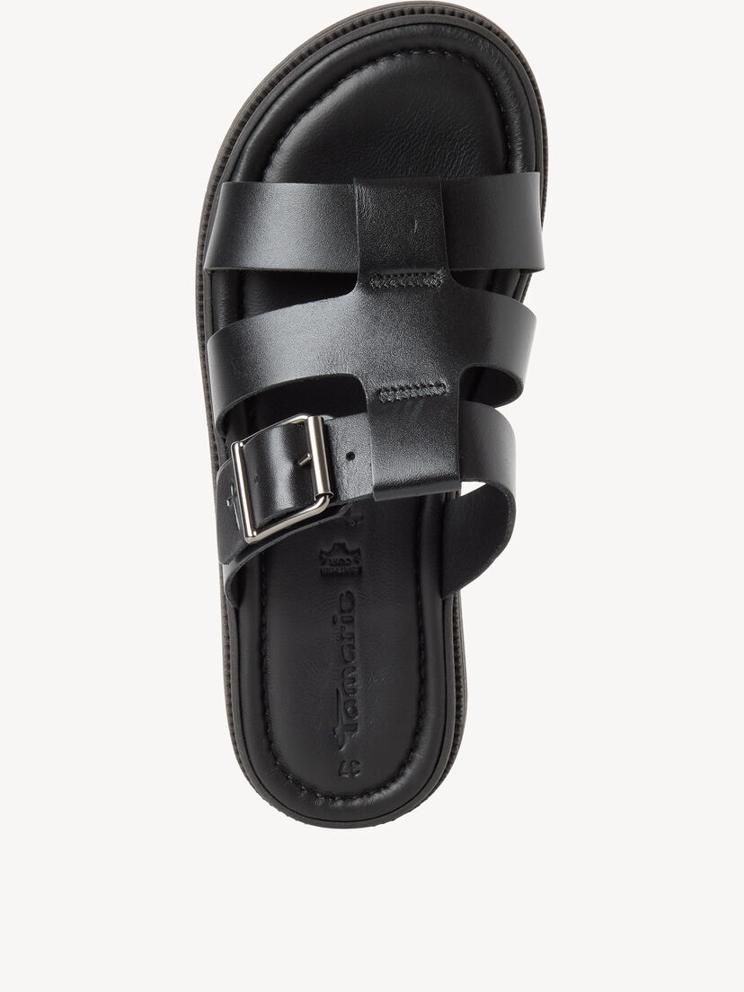 Leren Slipper - zwart, BLACK, hi-res