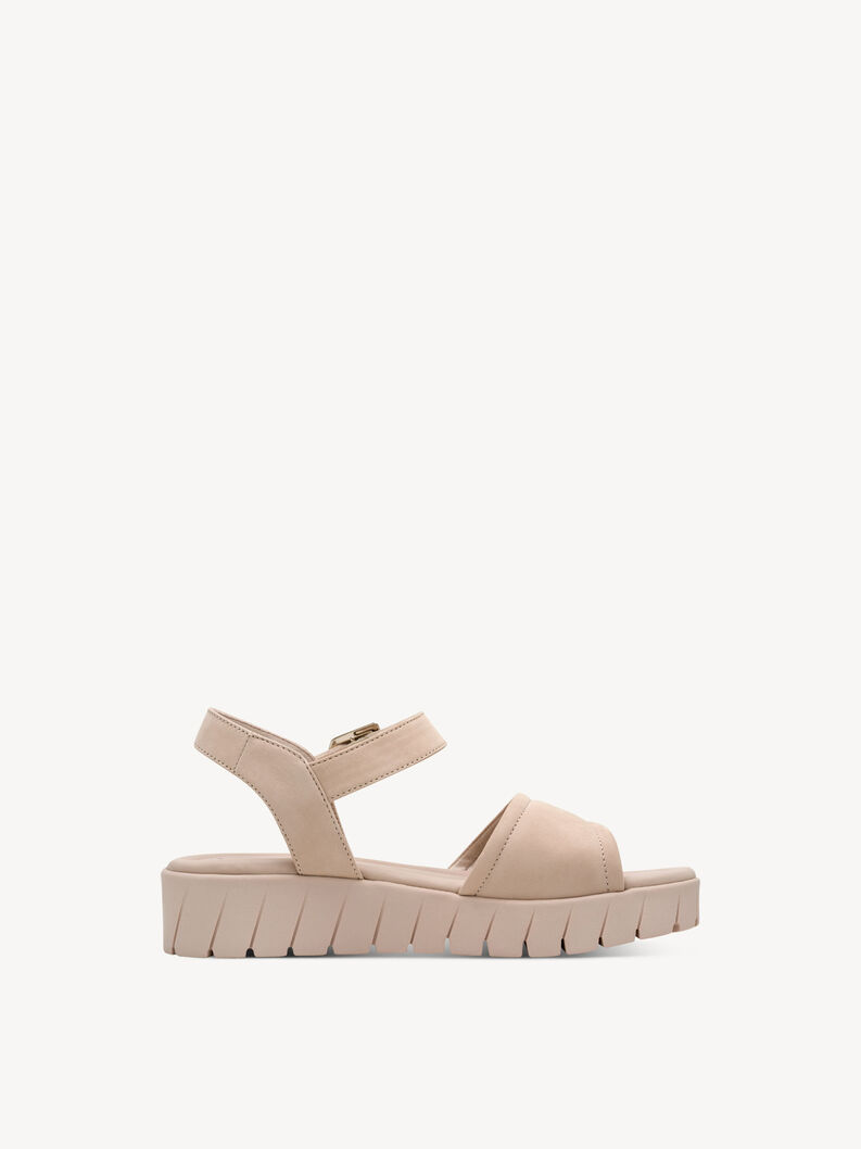 Ledersandalette - beige, IVORY, hi-res