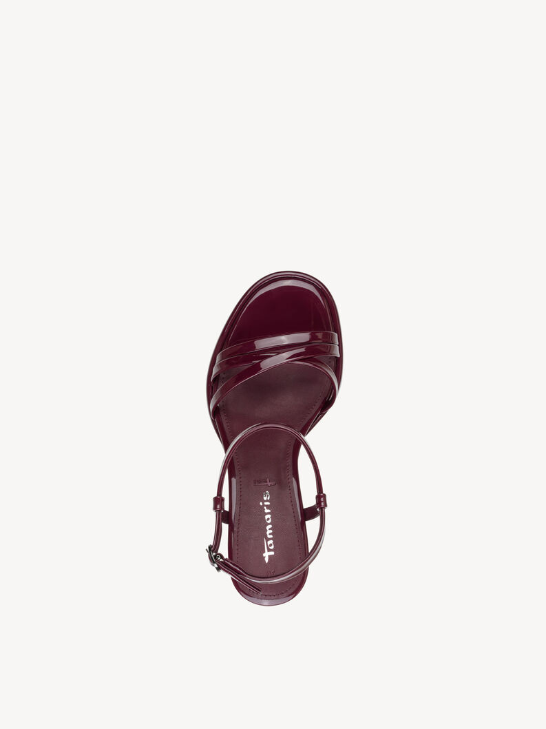 Heeled sandal - red, MERLOT PATENT, hi-res