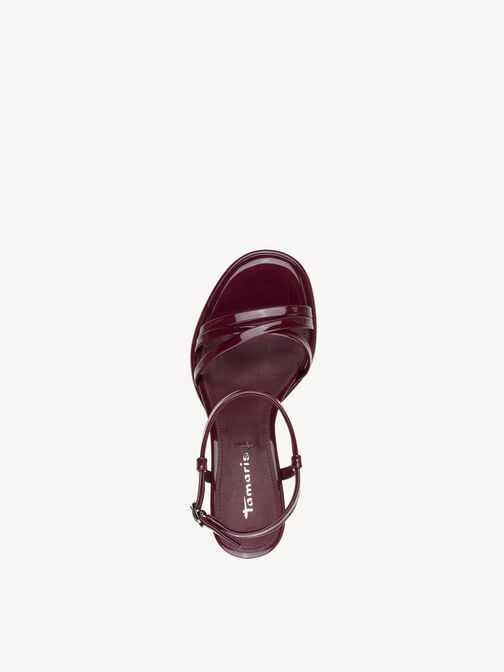 Heeled sandal, MERLOT PATENT, hi-res