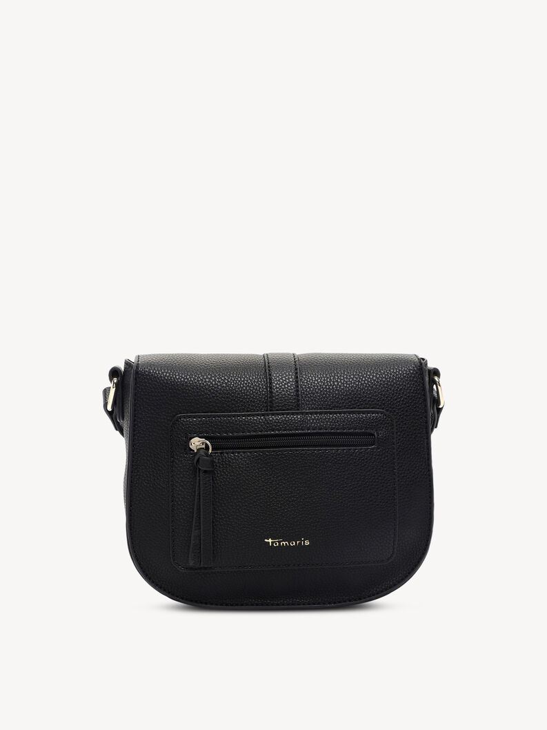 Sac noir en cuir textur&eacute; avec poche zipp&eacute;e avant et logo