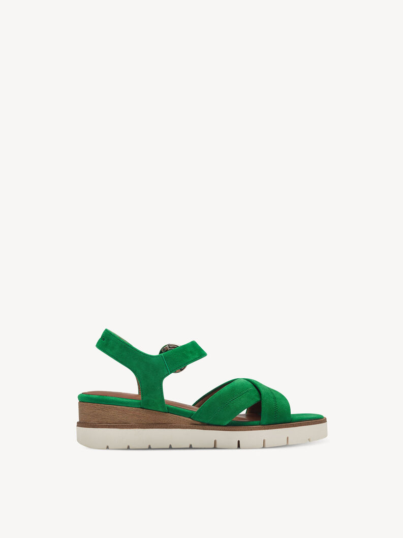 Sandale &agrave; talon en cuir - vert, GREEN, hi-res