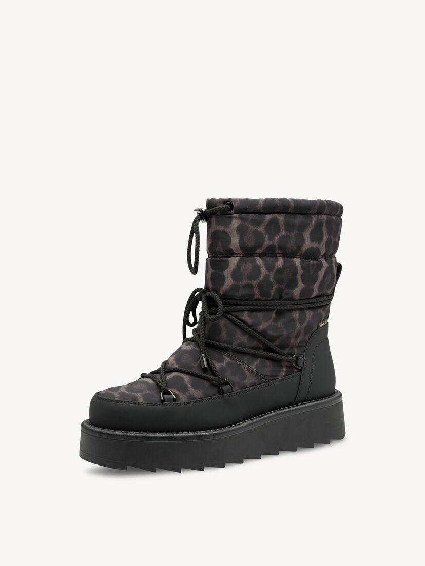 Enkellaarsje - zwart warme voering, BLACK/LEOPARD, hi-res