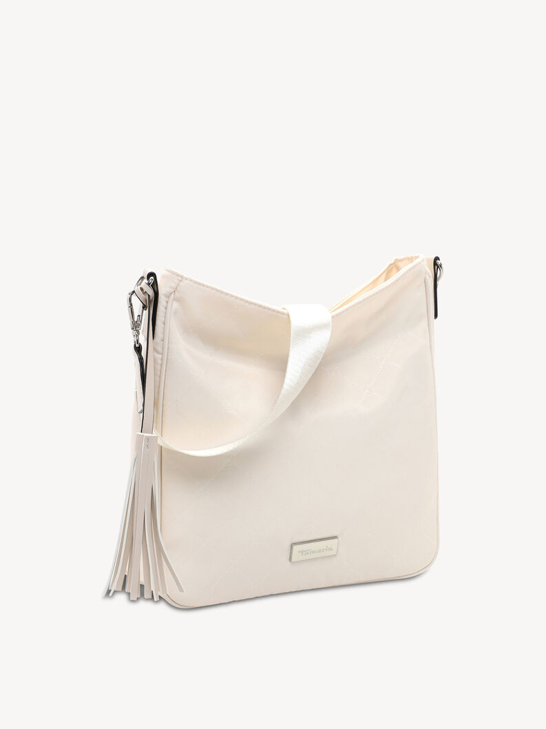 Skuldertaske - beige, beige satin, hi-res