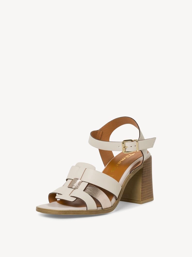 Sandale à talon en cuir - blanc, OFFWHITE COMB, hi-res