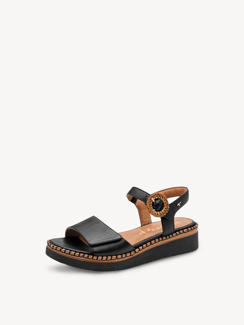 Leren Sandaaltje - zwart, BLACK, hi-res