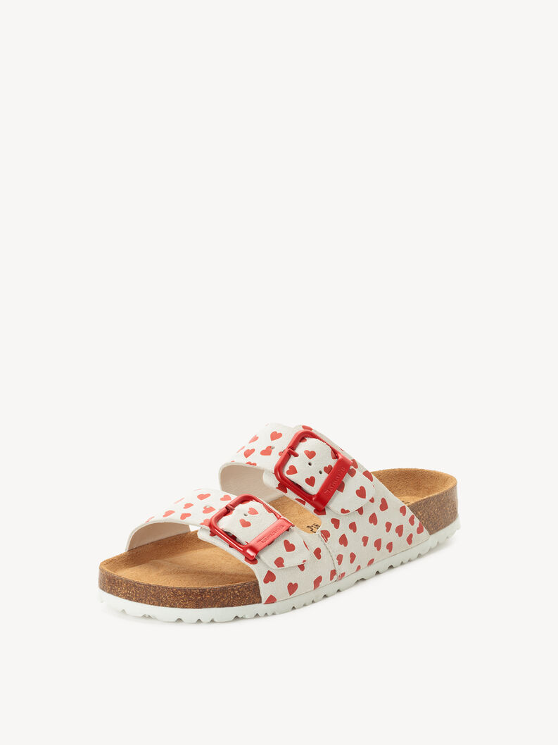 Leather Mule - white, WHITE/RED, hi-res