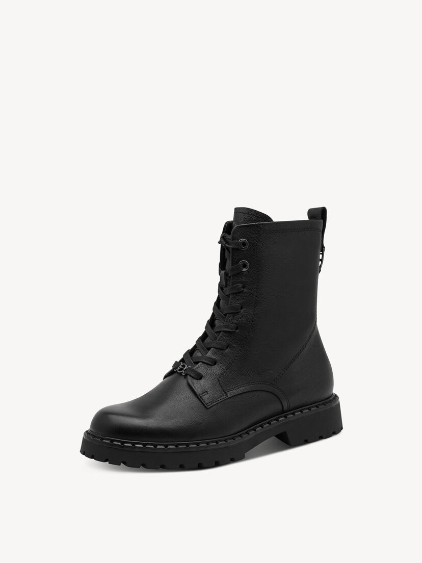 Leren Enkellaarsje - zwart, BLACK, hi-res