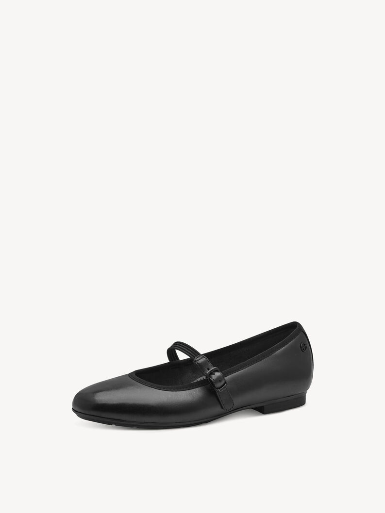 Ballerine en cuir - noir, BLACK, hi-res