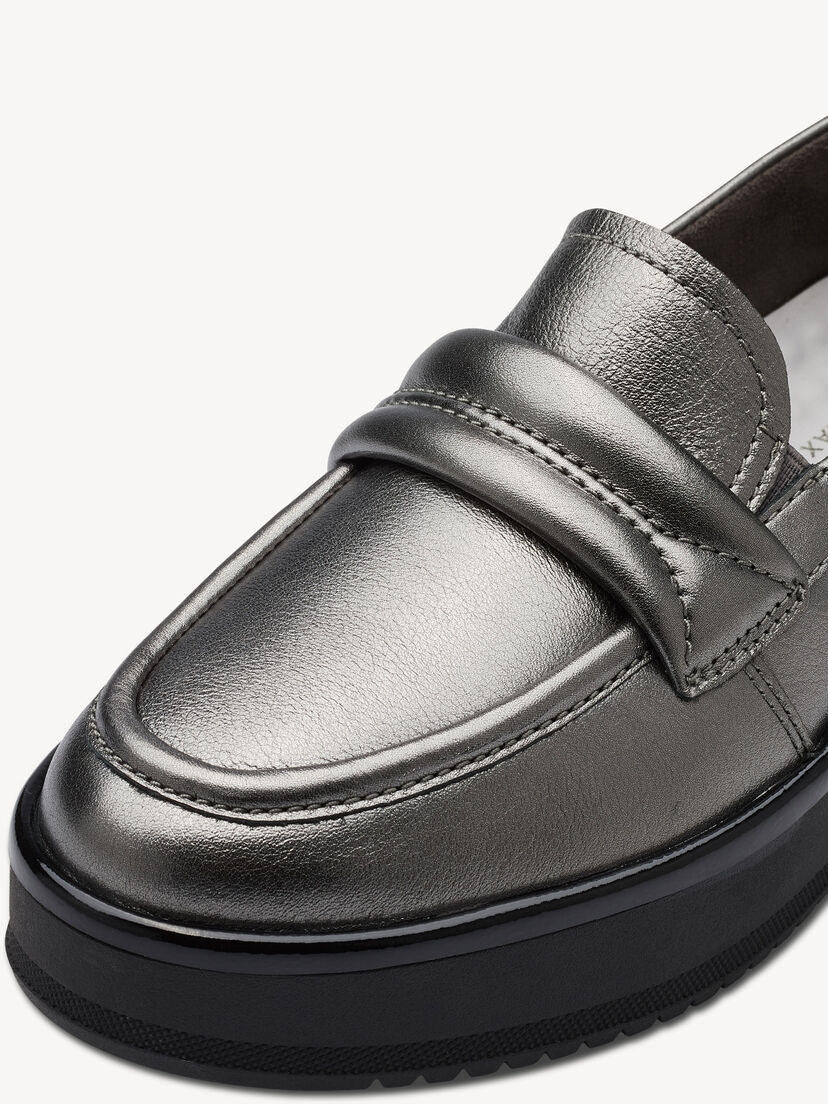 Leren Sneaker - metallic, PEWTER, hi-res