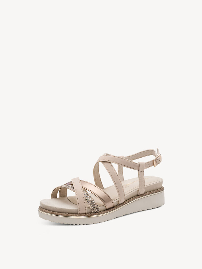 Sandale &agrave; talon en cuir - beige, NUDE COMB, hi-res
