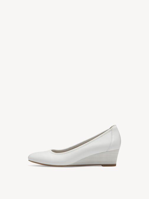 Wedge pumps, WHITE LEATHER, hi-res