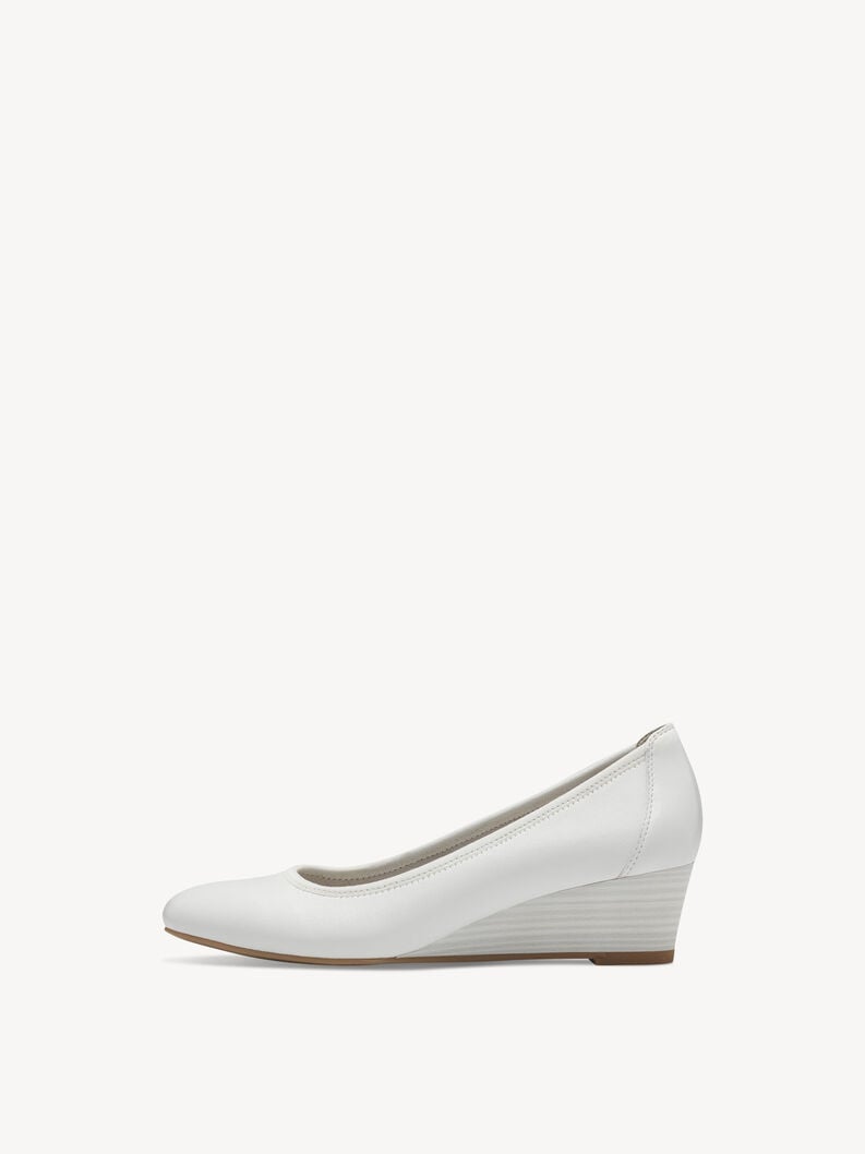 Leather Wedge pumps - white, WHITE LEATHER, hi-res