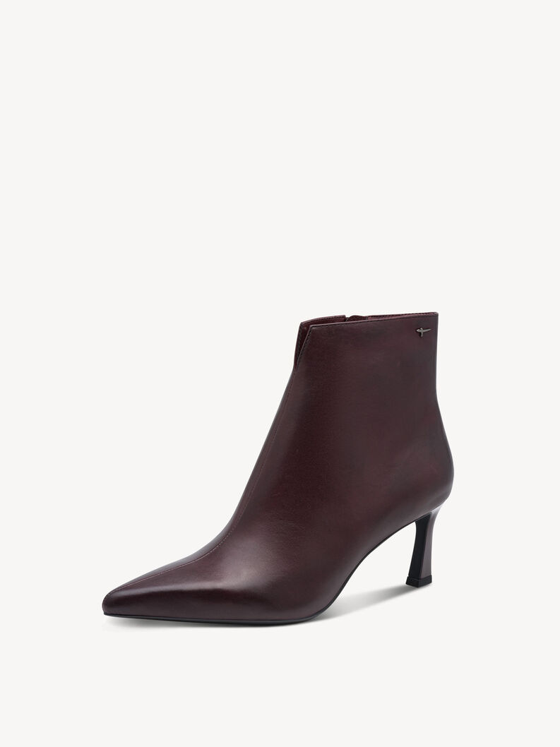 Leather Bootie - red, MERLOT, hi-res