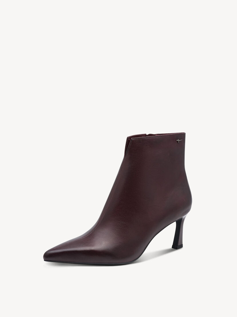 Leren Enkellaarsje - rood, MERLOT, hi-res