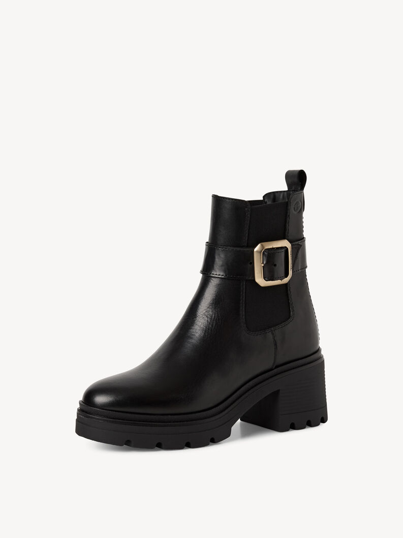 Bottine en cuir - noir, BLACK, hi-res