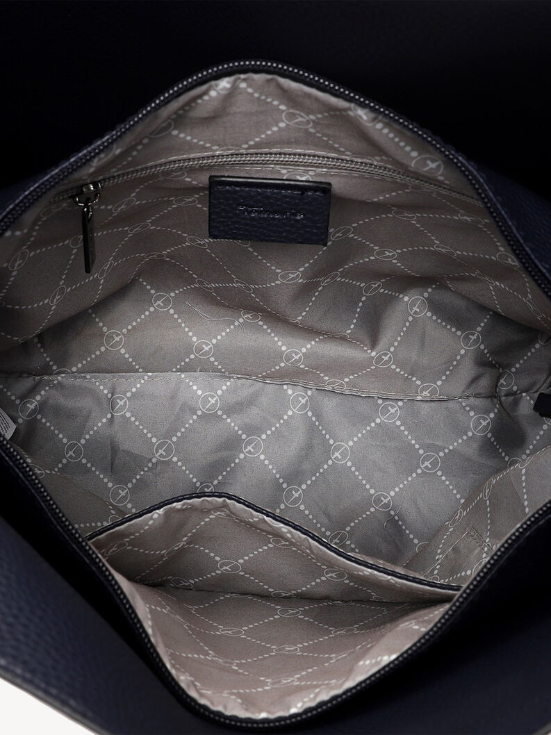 Bag interior with beige lining and zippered inner pocket