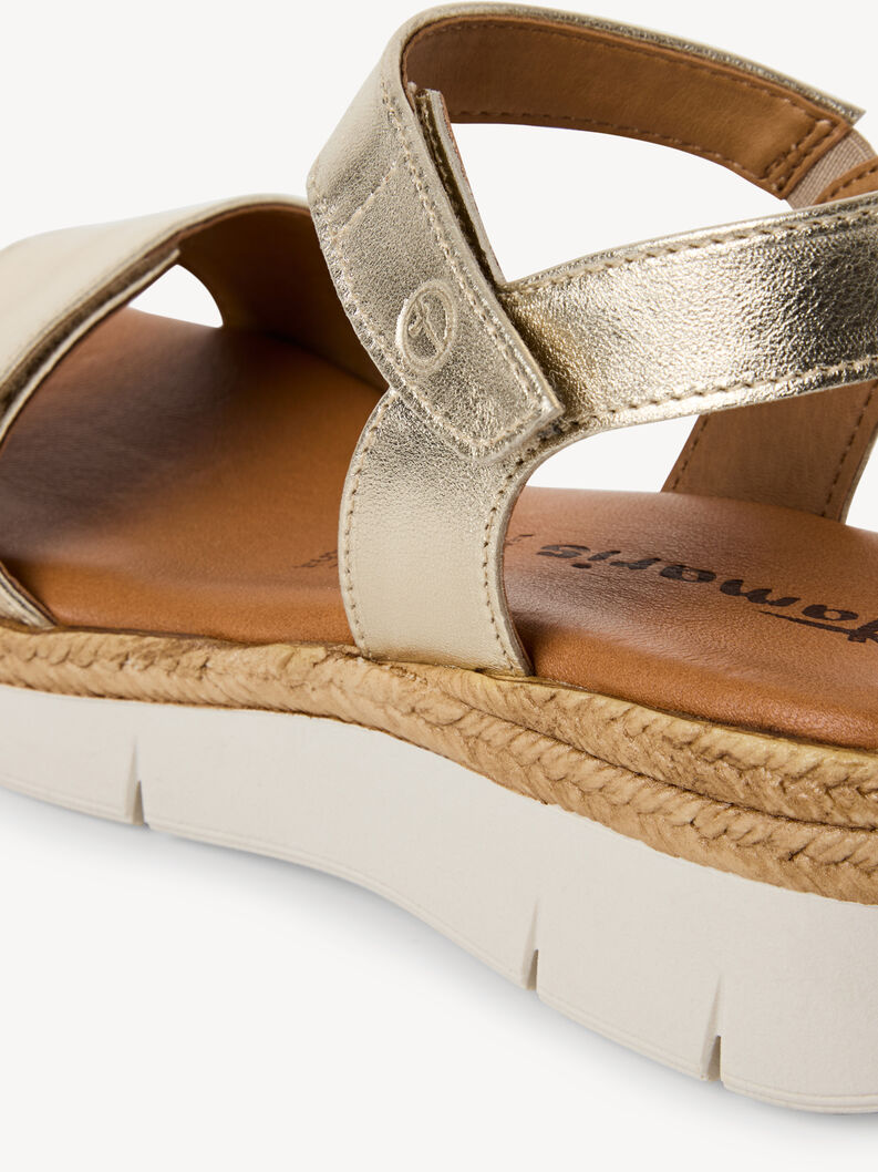 Sandale &agrave; talon en cuir - dor&eacute;, LIGHT GOLD MET, hi-res