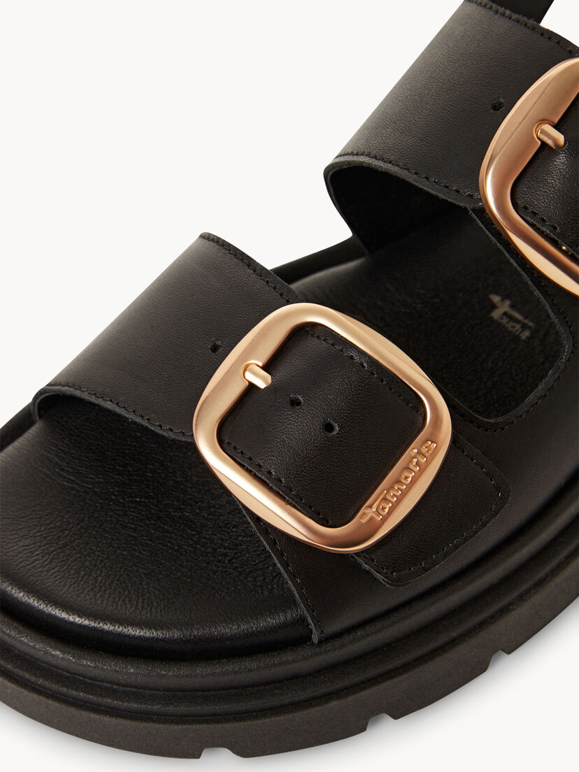 Leren Sandaaltje - zwart, BLACK LEATHER, hi-res