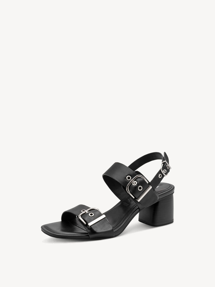 Leren Sandaaltje - zwart, BLACK, hi-res