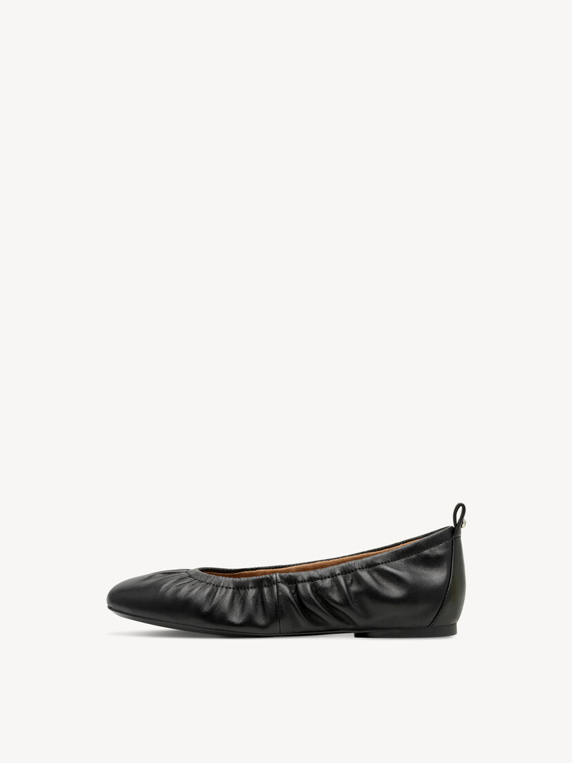 Leren Ballerina - zwart, BLACK, hi-res