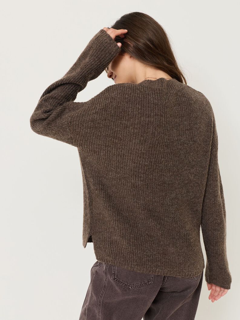 Knitted pullover, Mid Brown Melange, hi-res