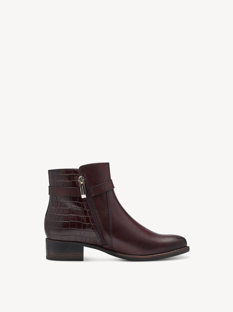 Leather Bootie - red, BORDEAUX, hi-res