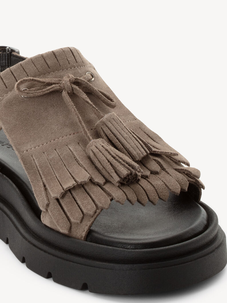 Ledersandalette - beige, TAUPE, hi-res
