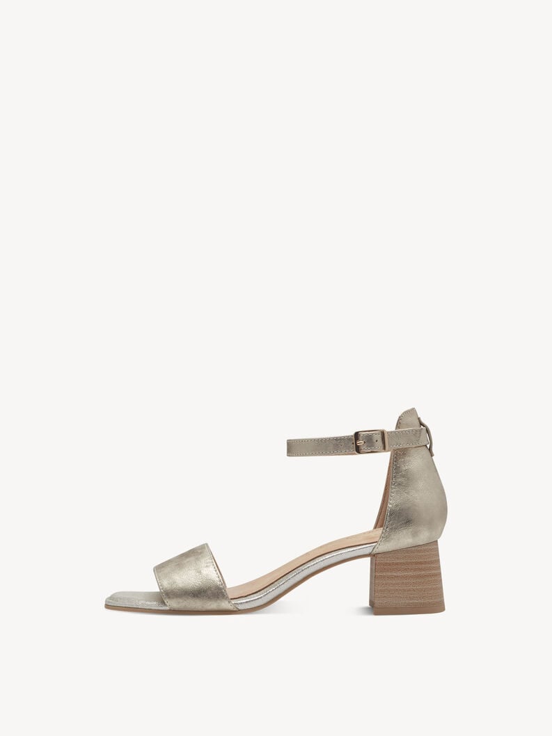 Leather Heeled sandal - gold, CLOUDY GOLD, hi-res