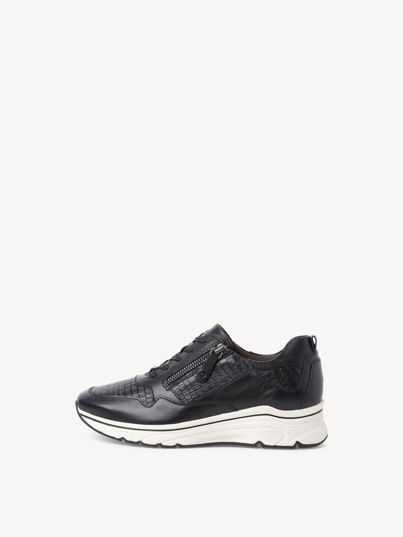 Ledersneaker - schwarz, BLACK/CROCO, hi-res