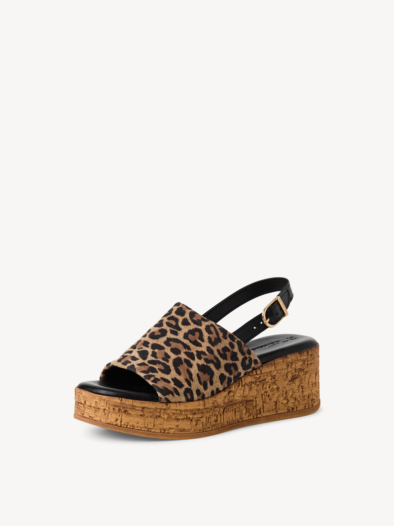 Ledersandalette - braun, LEOPARD, hi-res